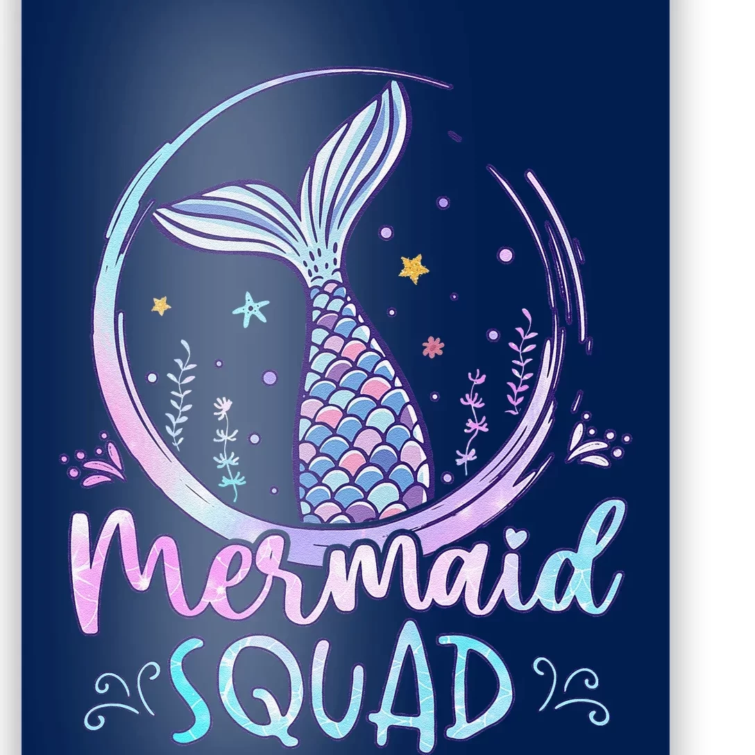 Mermaid Birthday Squad Party Girl Women Mermaid Poster