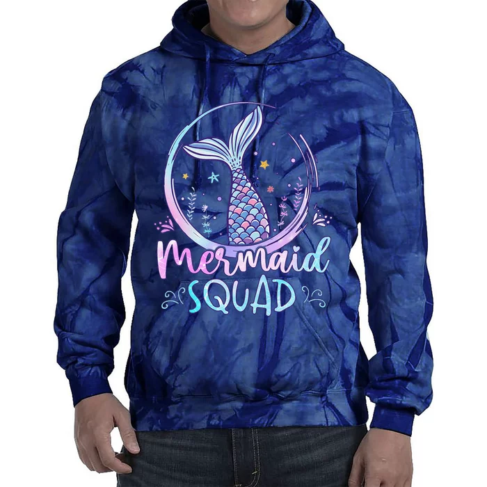 Mermaid Birthday Squad Party Girl Women Mermaid Tie Dye Hoodie