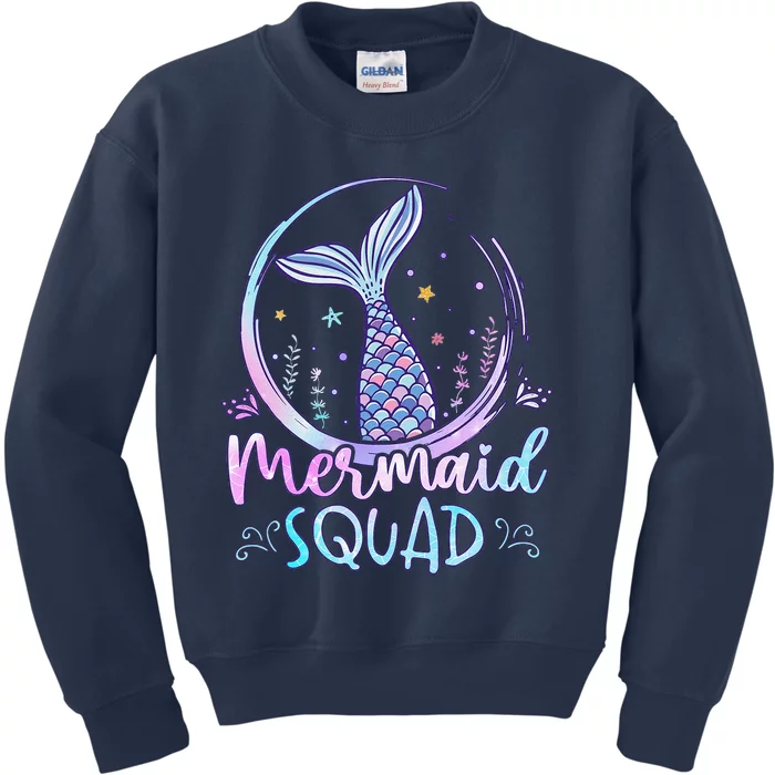 Mermaid Birthday Squad Party Girl Women Mermaid Kids Sweatshirt