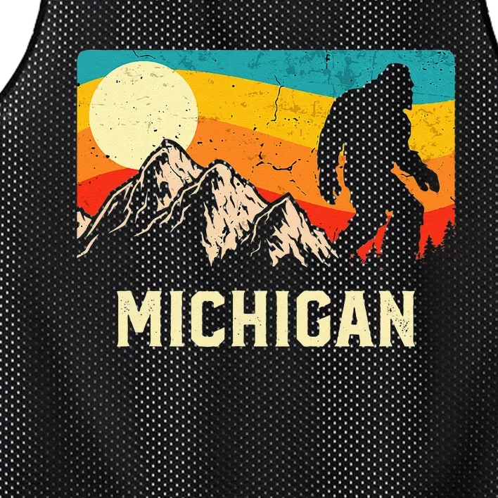 Michigan Bigfoot Sasquatch Mountains Retro Hiking Mesh Reversible Basketball Jersey Tank