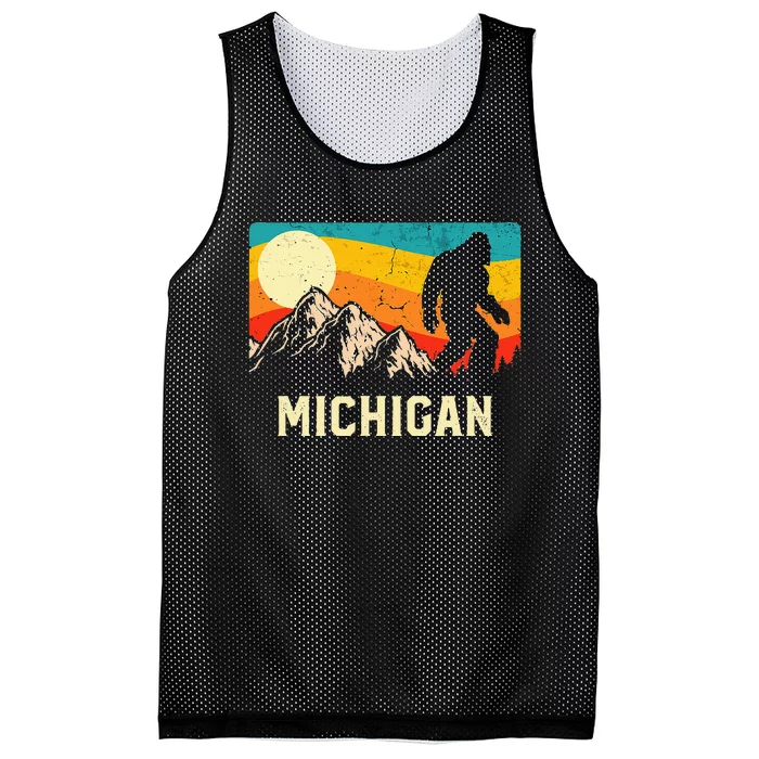 Michigan Bigfoot Sasquatch Mountains Retro Hiking Mesh Reversible Basketball Jersey Tank