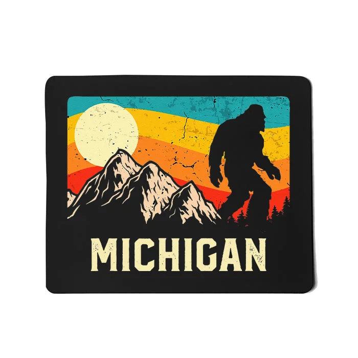 Michigan Bigfoot Sasquatch Mountains Retro Hiking Mousepad