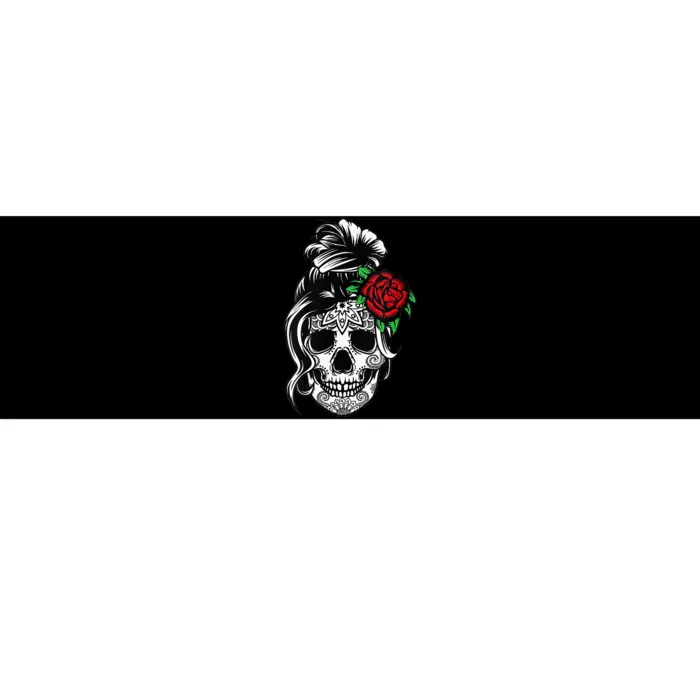 Messy Bun Skull Mom Halloween Dead Sugar Skull Bumper Sticker