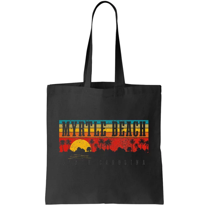 Myrtle Beach South Carolina Vintage Retro Sunset Surf Tote Bag