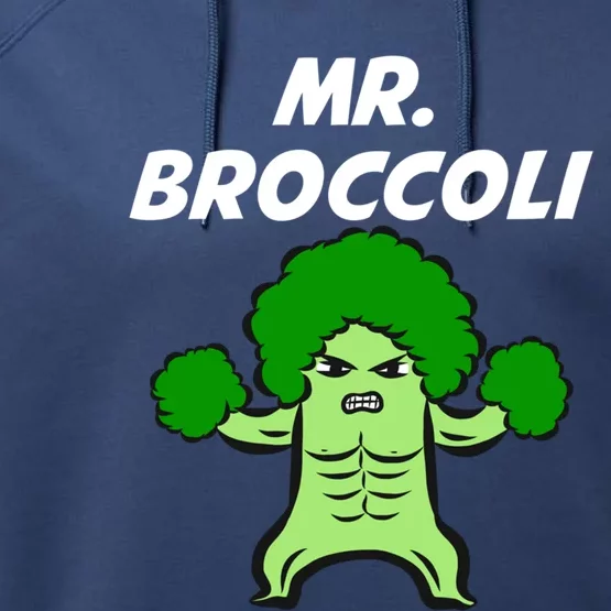 Mr Broccoli Super Power Vegetable Hero Eat All Veggies Gift Performance Fleece Hoodie