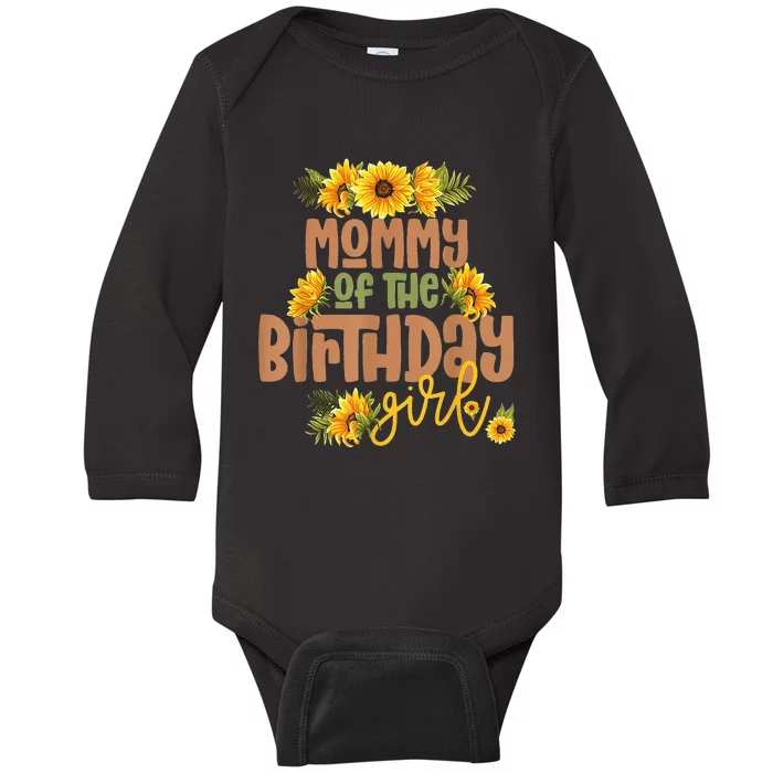 Mommy Birthday  Sunflower Birthday Party Theme Rustic Baby Long Sleeve Bodysuit