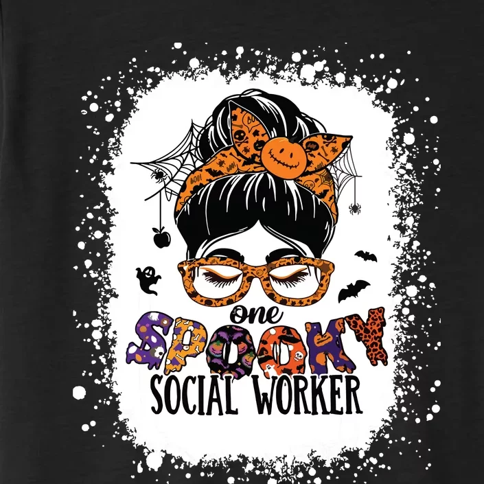 Messy Bun Spooky Social Worker Women Halloween School Worker ChromaSoft Performance T-Shirt