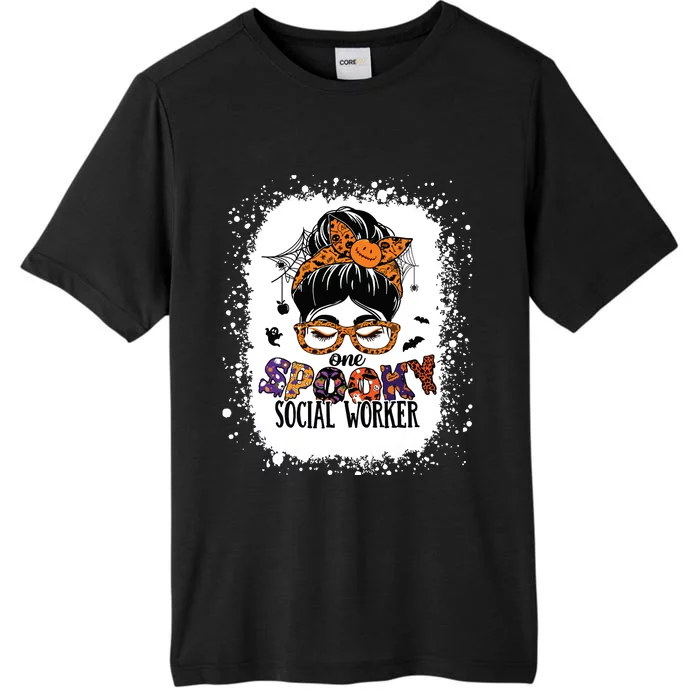 Messy Bun Spooky Social Worker Women Halloween School Worker ChromaSoft Performance T-Shirt