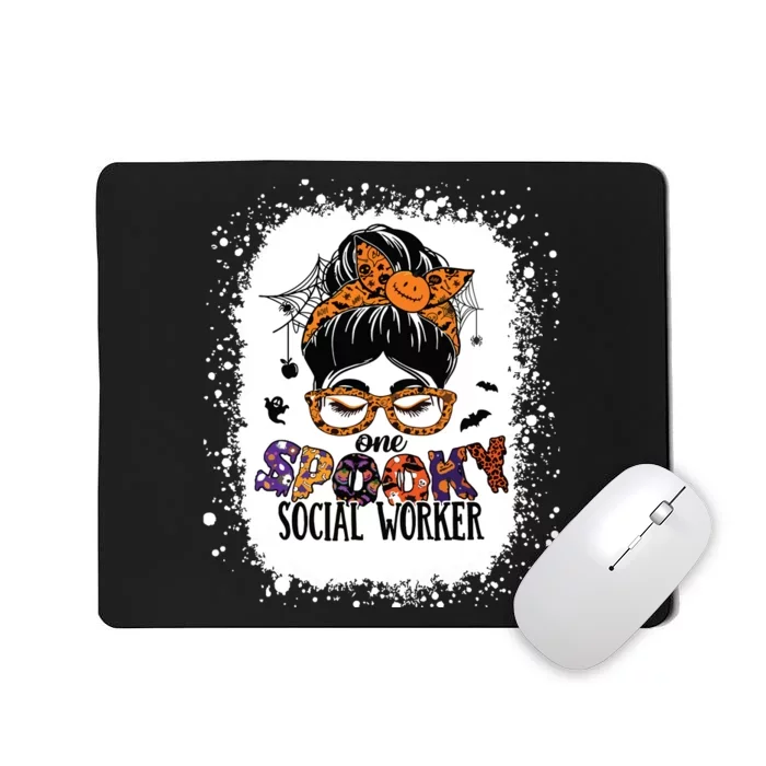 Messy Bun Spooky Social Worker Women Halloween School Worker Mousepad