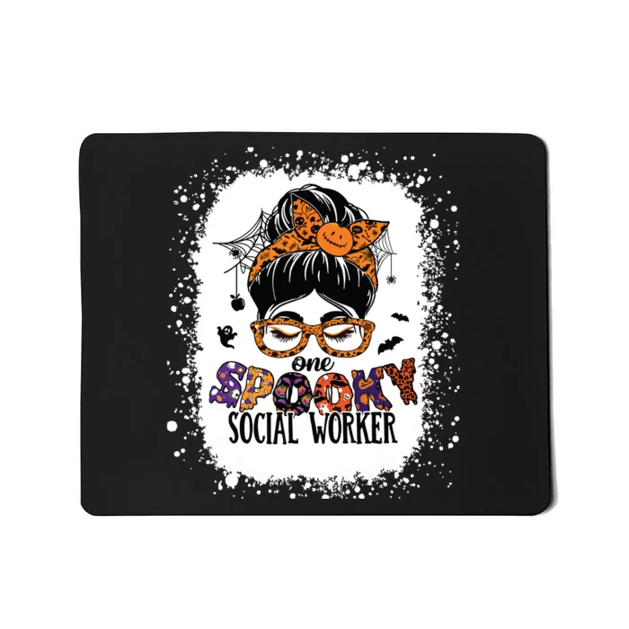 Messy Bun Spooky Social Worker Women Halloween School Worker Mousepad