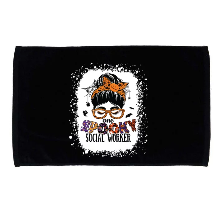 Messy Bun Spooky Social Worker Women Halloween School Worker Microfiber Hand Towel