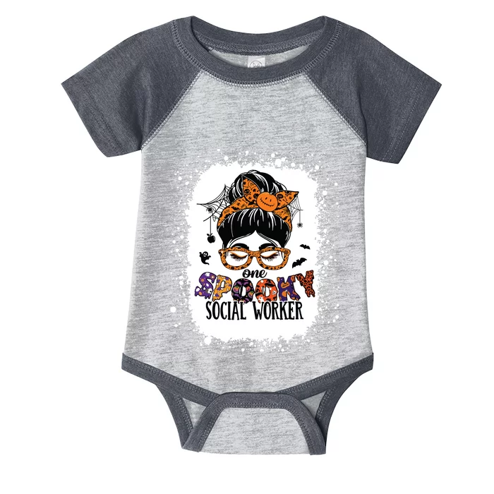 Messy Bun Spooky Social Worker Women Halloween School Worker Infant Baby Jersey Bodysuit