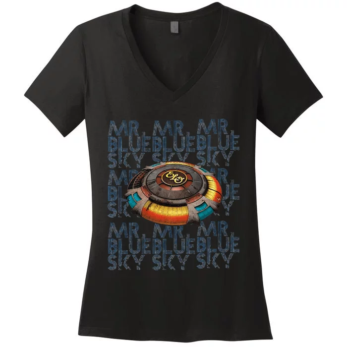 Mr. Blue Sky For Blue Lovers Elo Women's V-Neck T-Shirt