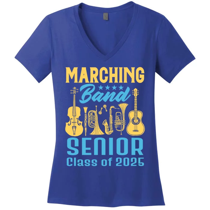 Marching Band Senior 2025 Musician Graduation Party Funny Gift Women's V-Neck T-Shirt