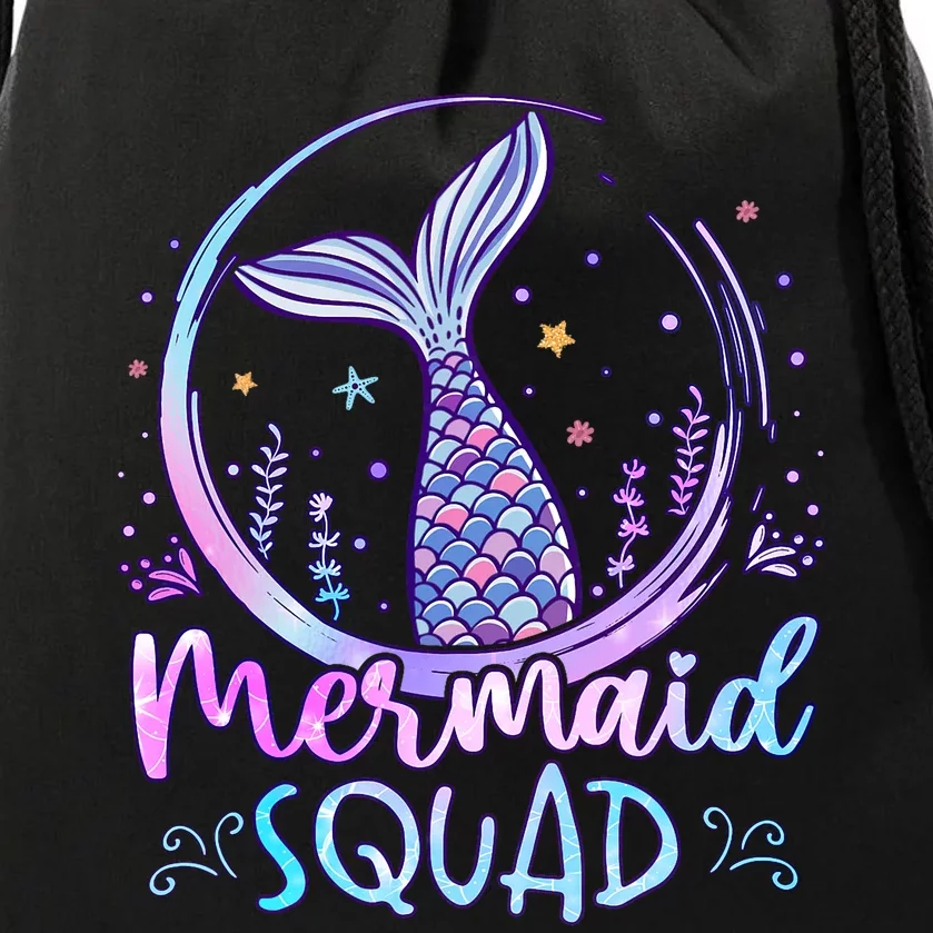 Mermaid Birthday Squad Party Girl Women Mermaid Drawstring Bag