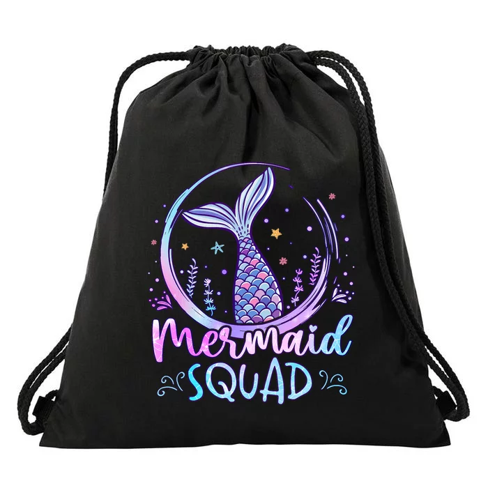 Mermaid Birthday Squad Party Girl Women Mermaid Drawstring Bag