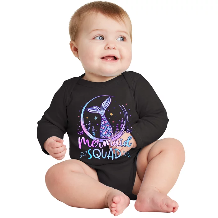 Mermaid Birthday Squad Party Girl Women Mermaid Baby Long Sleeve Bodysuit