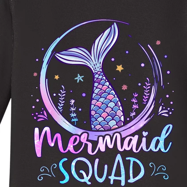 Mermaid Birthday Squad Party Girl Women Mermaid Baby Long Sleeve Bodysuit