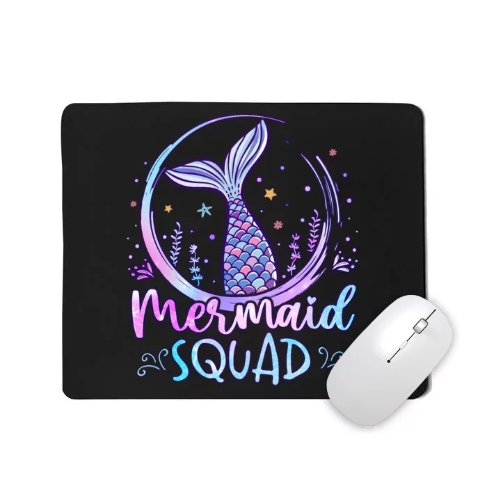 Mermaid Birthday Squad Party Girl Women Mermaid Mousepad