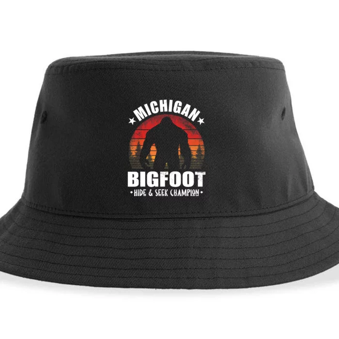 Michigan Bigfoot Sasquatch Sunset Hide And Seek Champion Sustainable Bucket Hat