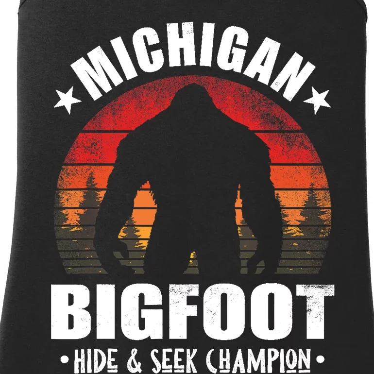 Michigan Bigfoot Sasquatch Sunset Hide And Seek Champion Ladies Essential Tank