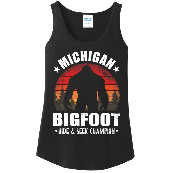 Michigan Bigfoot Sasquatch Sunset Hide And Seek Champion Ladies Essential Tank