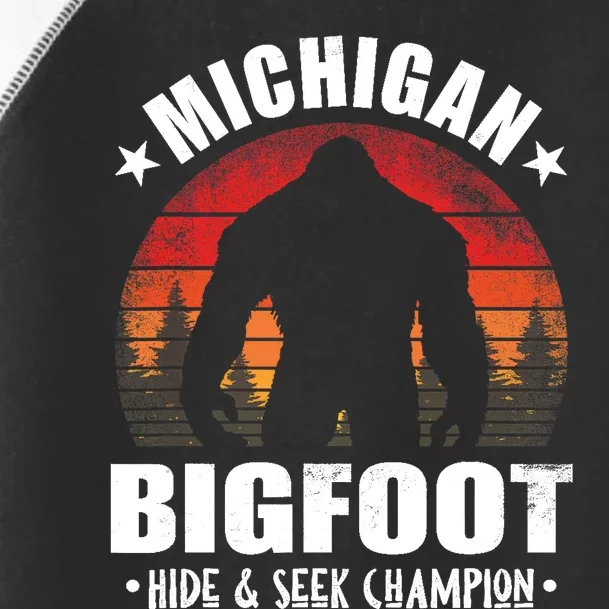 Michigan Bigfoot Sasquatch Sunset Hide And Seek Champion Toddler Fine Jersey T-Shirt