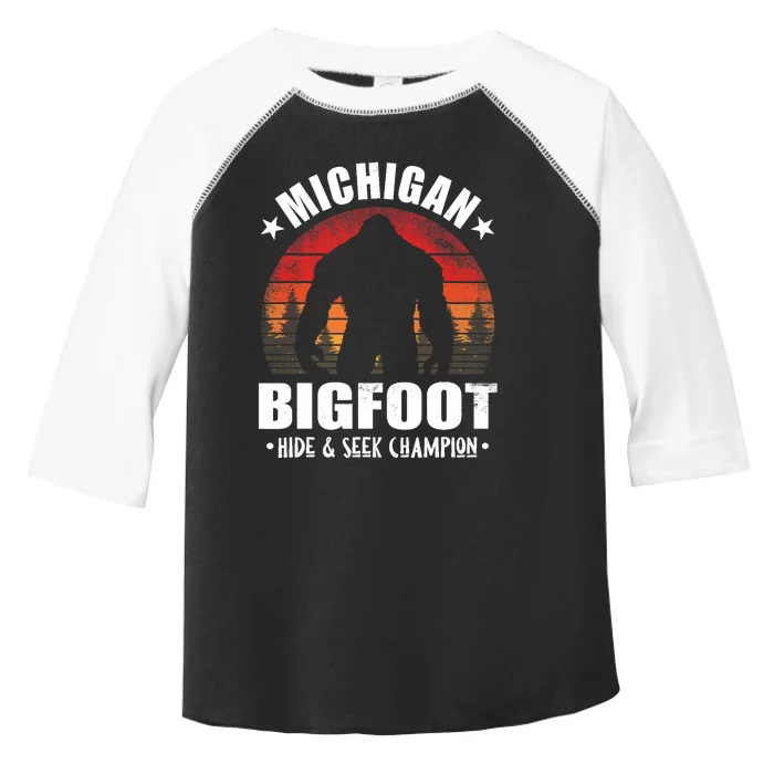 Michigan Bigfoot Sasquatch Sunset Hide And Seek Champion Toddler Fine Jersey T-Shirt