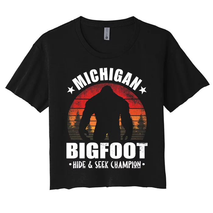 Michigan Bigfoot Sasquatch Sunset Hide And Seek Champion Women's Crop Top Tee