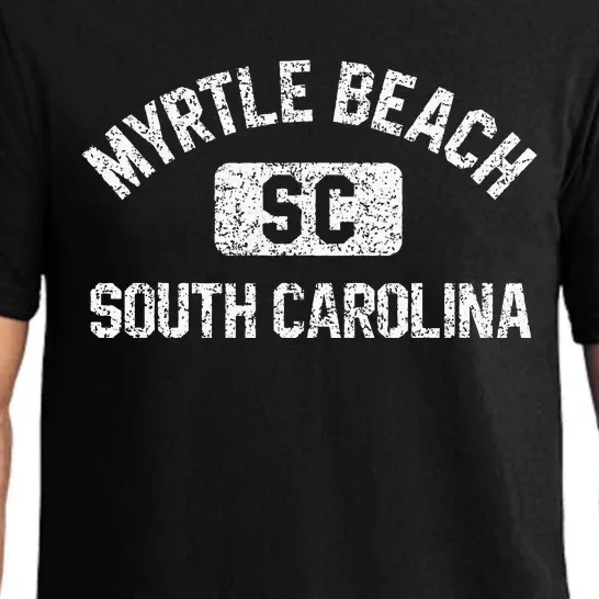 Myrtle Beach SC Gym Style Distressed White Pajama Set