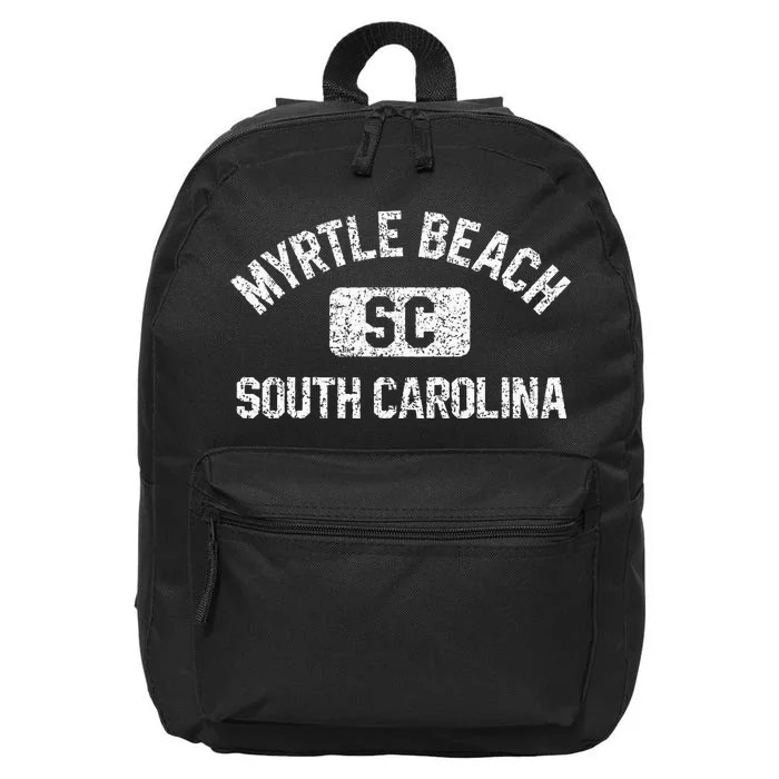 Myrtle Beach SC Gym Style Distressed White 16 in Basic Backpack