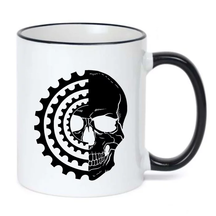 Mountain Biking Skull And Gear Vintage Black Color Changing Mug