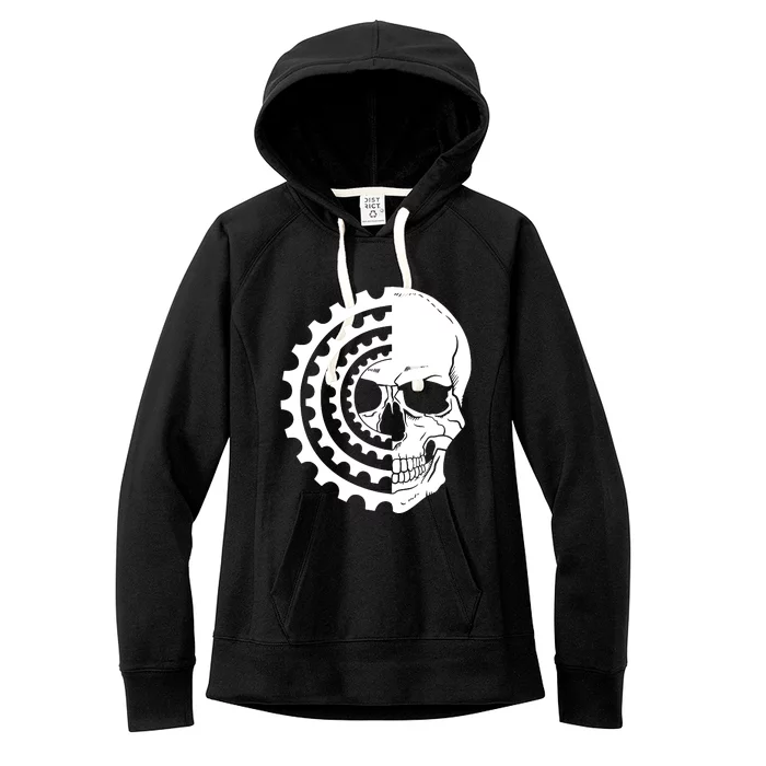 Mountain Biking Skull And Gear Vintage Women's Fleece Hoodie