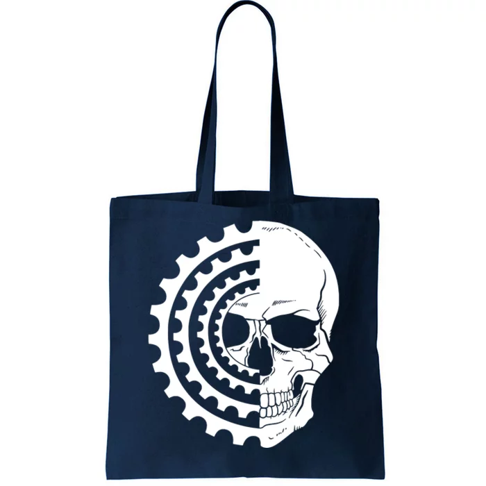 Mountain Biking Skull And Gear Vintage Tote Bag