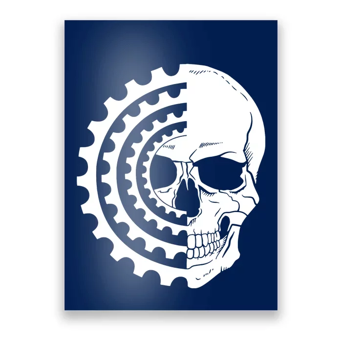 Mountain Biking Skull And Gear Vintage Poster