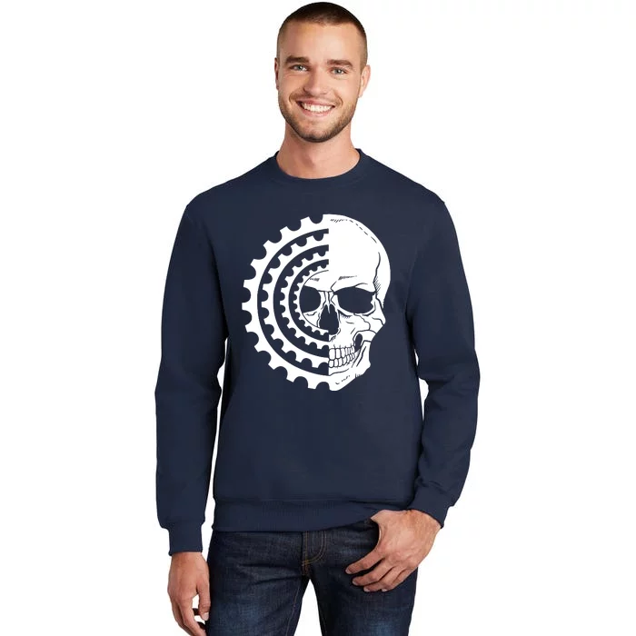 Mountain Biking Skull And Gear Vintage Tall Sweatshirt