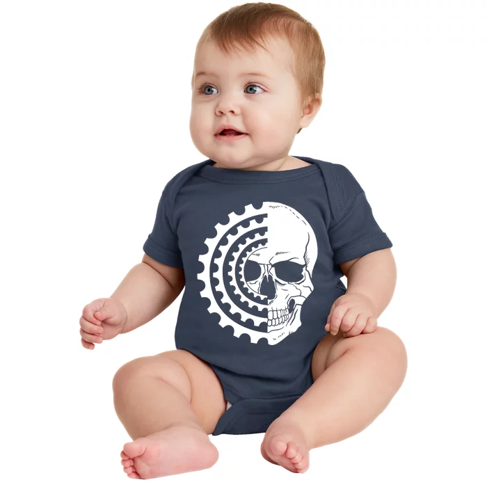 Mountain Biking Skull And Gear Vintage Baby Bodysuit