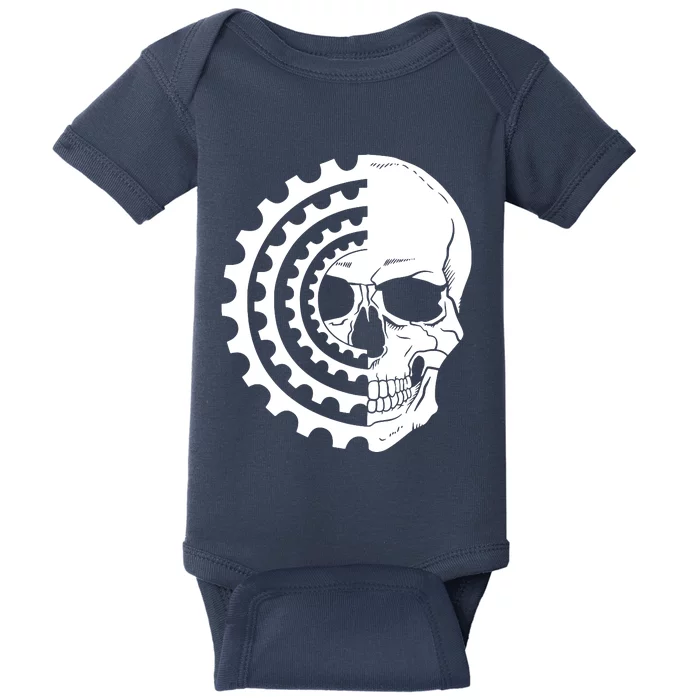 Mountain Biking Skull And Gear Vintage Baby Bodysuit