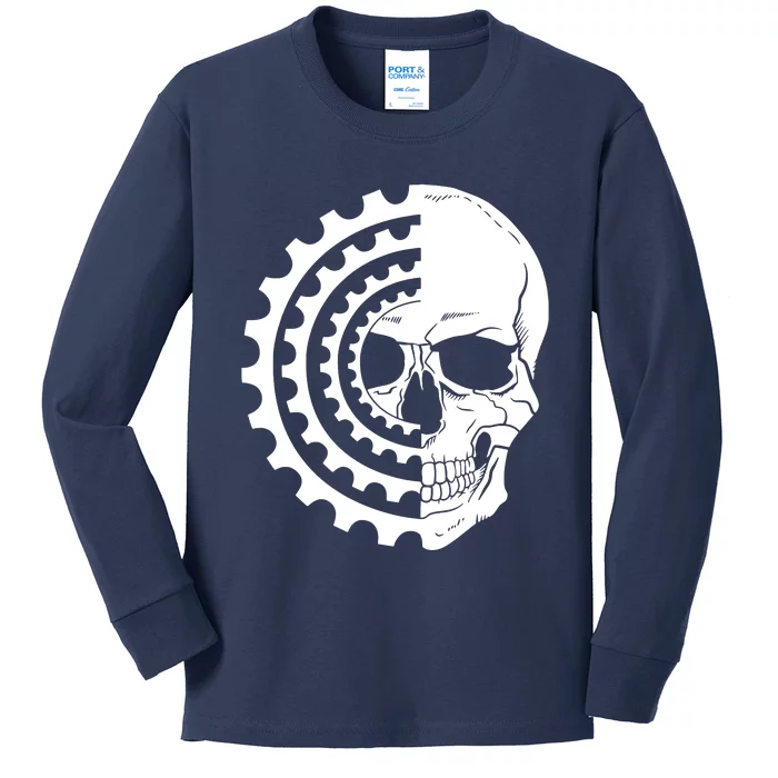 Mountain Biking Skull And Gear Vintage Kids Long Sleeve Shirt