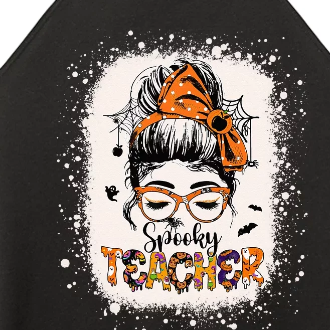 Messy Bun Spooky Teacher Bleached Halloween Teachers Women’s Perfect Tri Rocker Tank