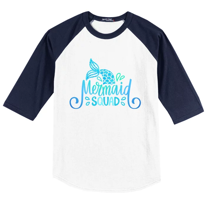 Mermaid Birthday Squad Party Matching Family Mermaid Lovers Baseball Sleeve Shirt