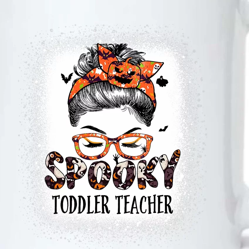 Messy Bun Spooky Teacher Bleached Halloween Bat Black Color Changing Mug