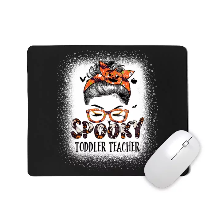 Messy Bun Spooky Teacher Bleached Halloween Bat Mousepad