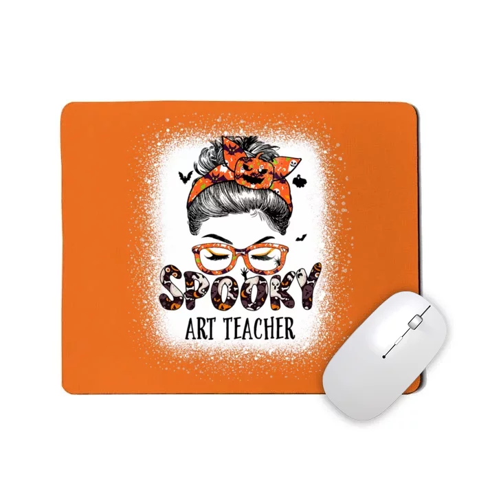 Messy Bun Spooky Art Teacher Bleached Halloween Pumpkin Mousepad