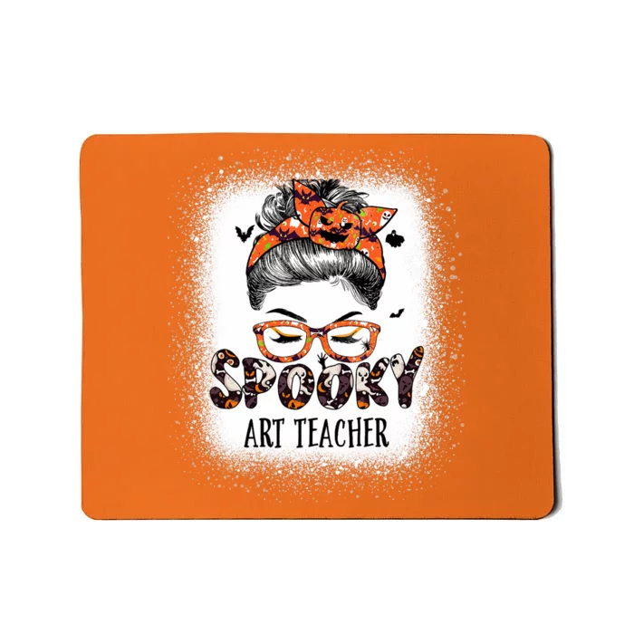 Messy Bun Spooky Art Teacher Bleached Halloween Pumpkin Mousepad