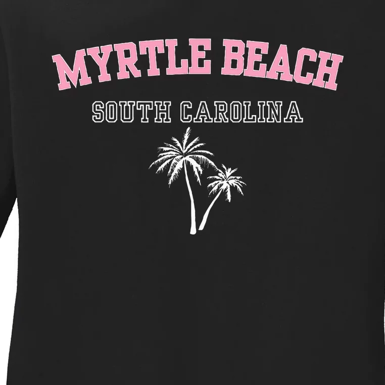 Myrtle Beach South Carolina Souvenir Palm Tree Holiday Ladies Long Sleeve Shirt