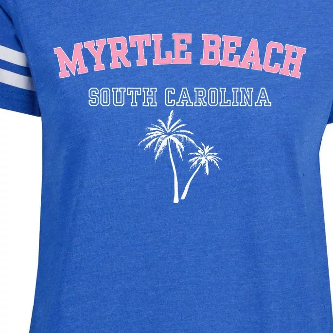 Myrtle Beach South Carolina Souvenir Palm Tree Holiday Enza Ladies Jersey Football T-Shirt