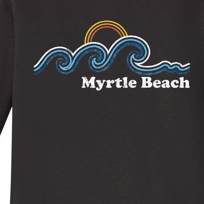 Myrtle Beach South Carolina Sc Sufing Waves Sunset Baby Long Sleeve Bodysuit