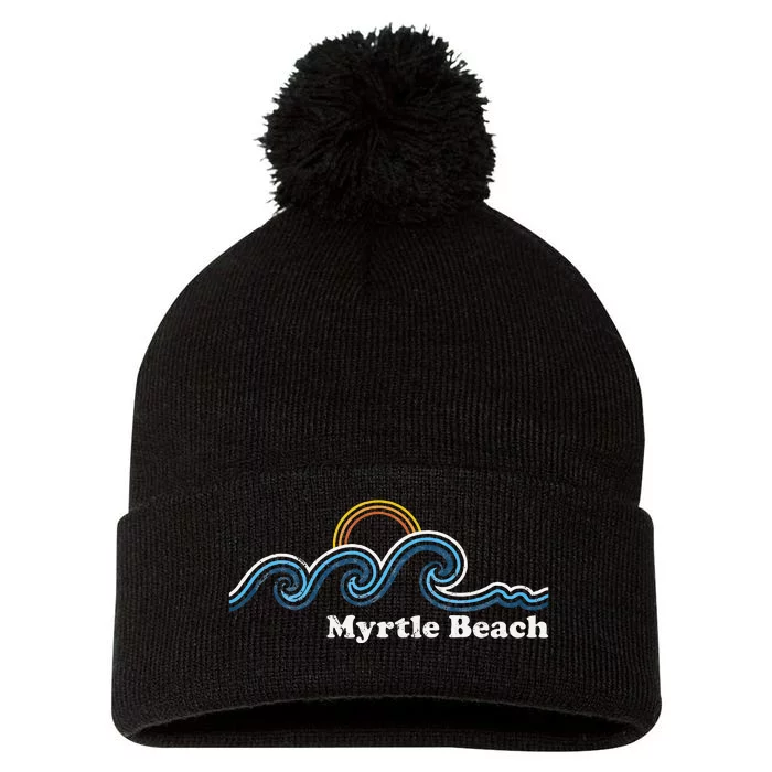 Myrtle Beach South Carolina Sc Sufing Waves Sunset Pom Pom 12in Knit Beanie