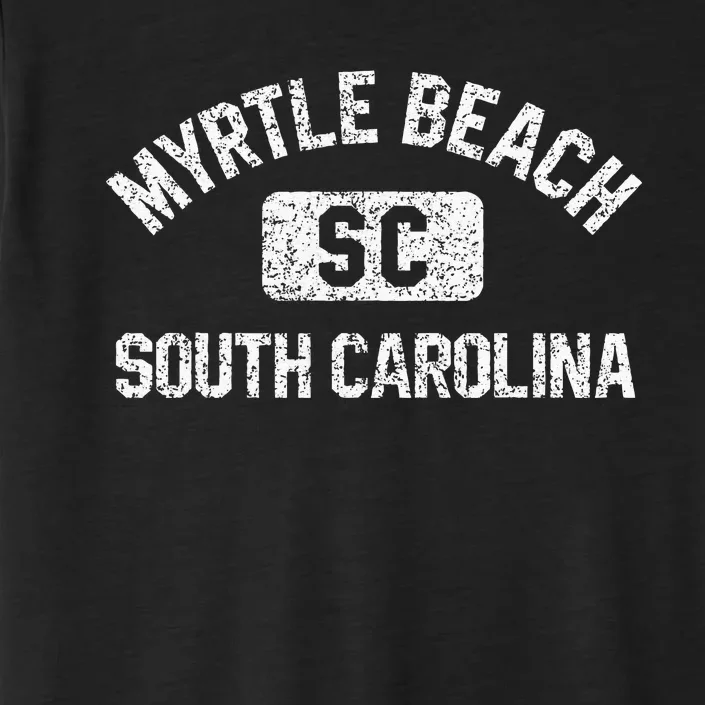 Myrtle Beach SC Gym Style Distressed White Print ChromaSoft Performance T-Shirt